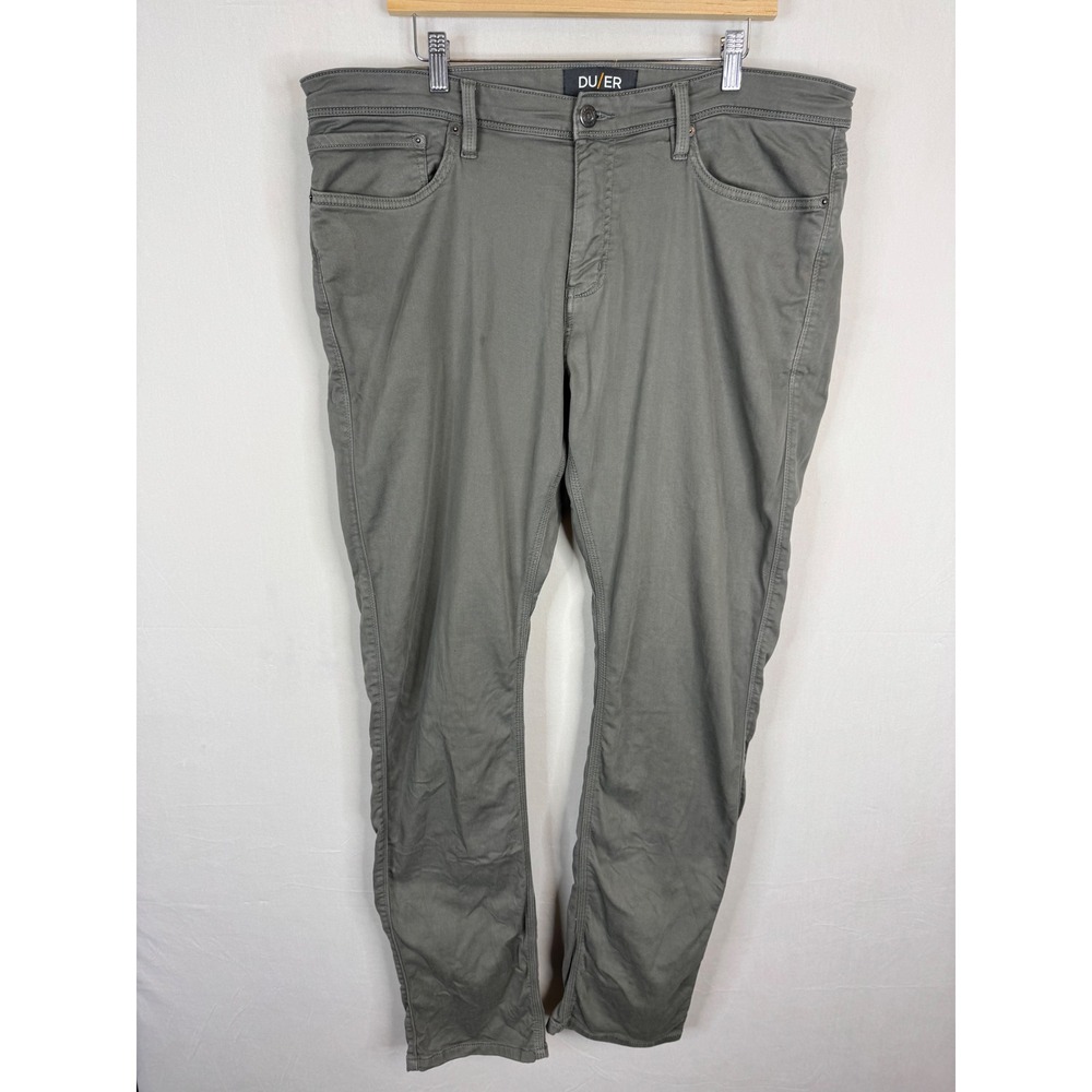 DU/ER N2X Relaxed Taper Performance Pants Mens 38x34 Olive Grey Stretch Chino